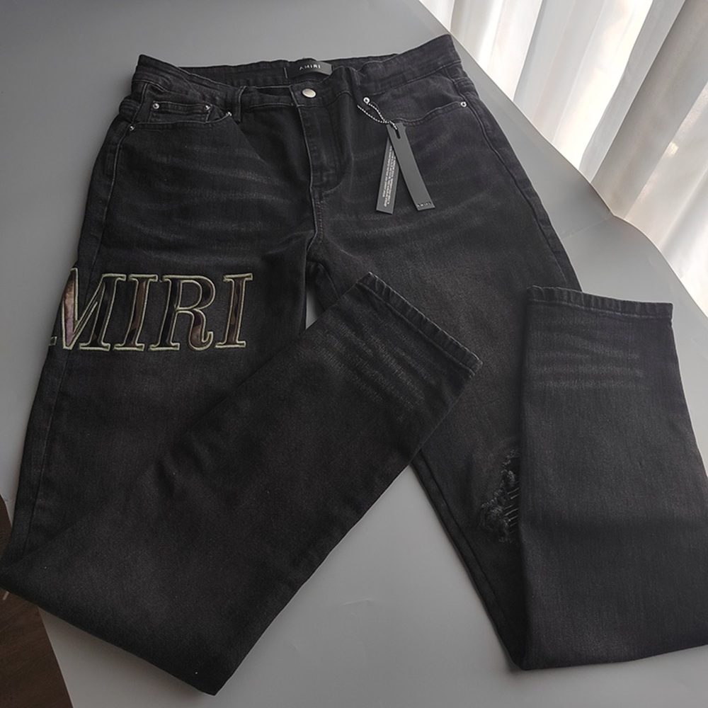 AMIRI Core Applique Denim Skinny Black Jeans